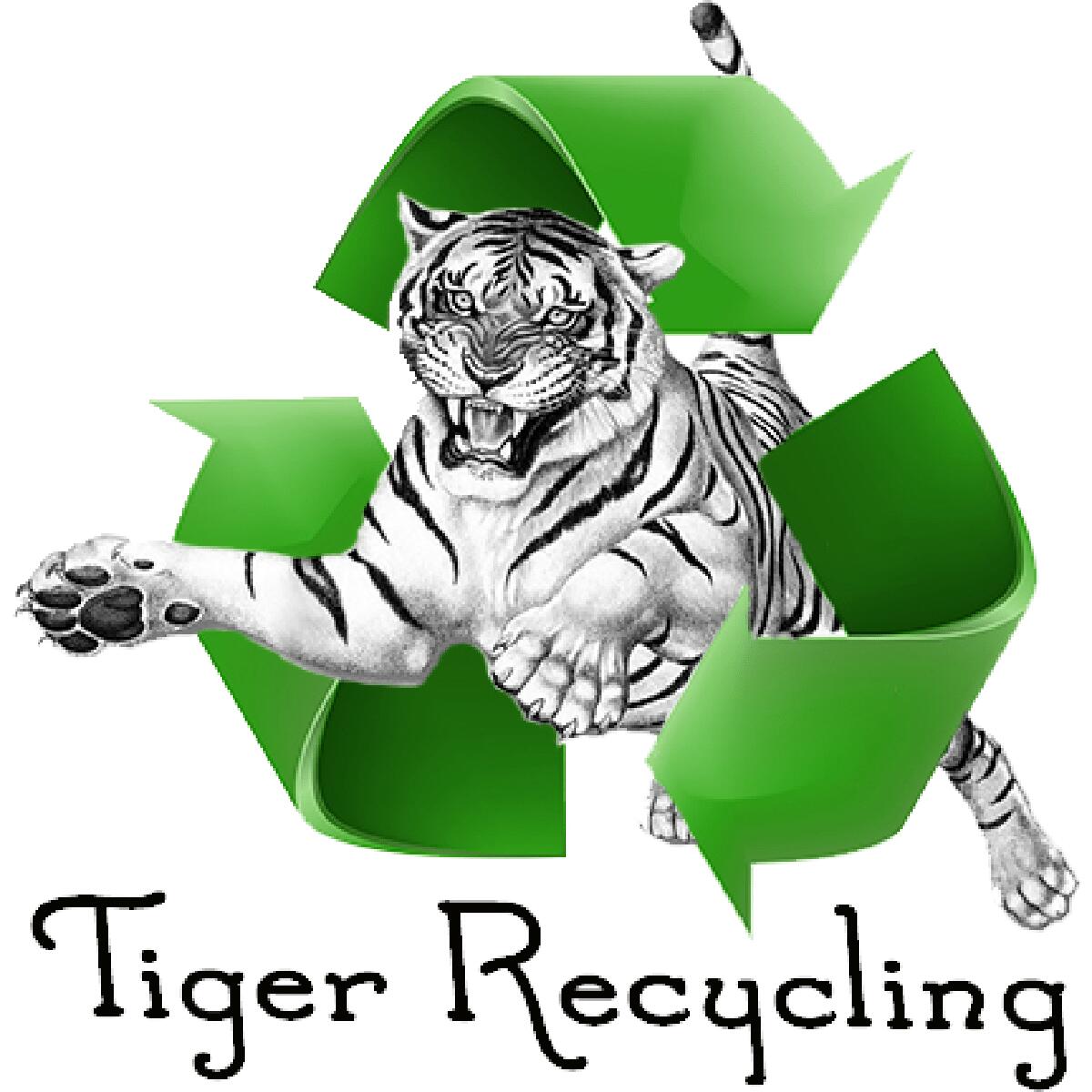 Recycling Logo with Tiger Mascot